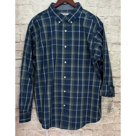 Haggar Mens Button Up Shirt Easy Care Stretch Comfort Blue Plaid Size XL NEW - Picture 1 of 3